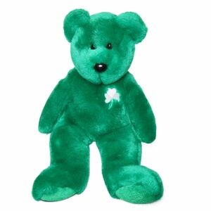 Vtg 1998 TY Beanie Babies Green Shamrock Bear St. Patrick’s Day Plush Beanbag